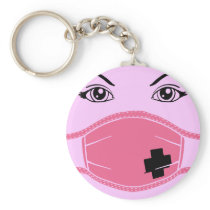 Pink Medical Mask Graphic Key Chain