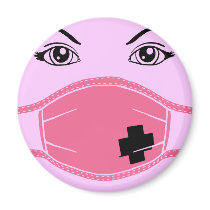 Pink Medical Mask Graphic Fridge Magnets