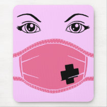 Pink Medical Mask Graphic Mouse Pads