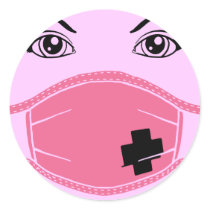 Pink Medical Mask Graphic Round Sticker