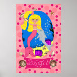Pink Mermaid and Dolphin Print