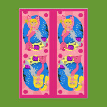 Pink Mermaid and Merfaery Bookmarks postcards