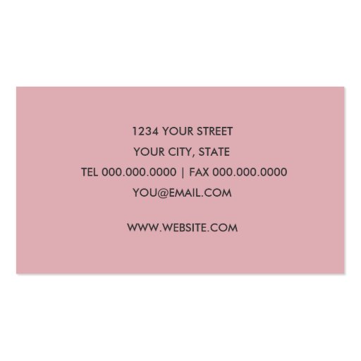 Pink Metallic Damask Business Card (back side)