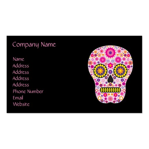Pink Mexican Sugar Skull Business Card Templates