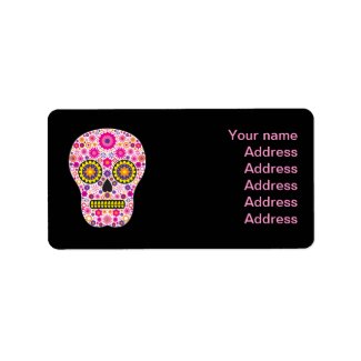 Pink Mexican Sugar Skull Personalized Address Labels
