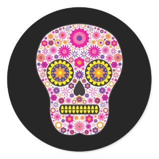 Pink Mexican Sugar Skull Stickers