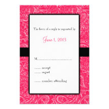 Pink Mini Paisley Wedding Invitation RSVP