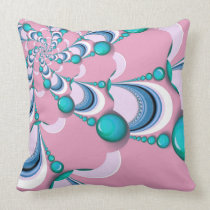 Pink + Mint Groovy Swirl Fractal Cushion pillows