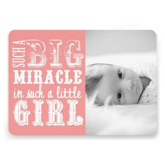 Pink Miracle Girl | Photo Birth Announcement