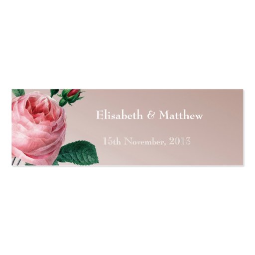 Pink Mist Rose Wedding Website Business Card Templates (back side)