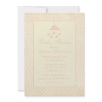 Pink mobile faded polkadots baby shower invitation