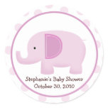 Pink Mod Elephant Baby Shower Favor Sticker