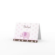 Pink Mod Elephant Folded Thank you notes Greeting Cards