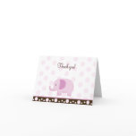Pink Mod Elephant Folded Thank you notes Greeting Cards