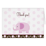Pink Mod Elephant Folded Thank you notes Greeting Cards
