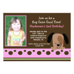 Pink Mod Puppy *PHOTO* Birthday 5x7 Personalized Announcement