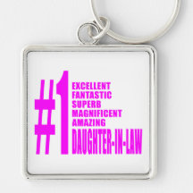 Pink Modern Daughters in Law : Number One Daughter Key Chains