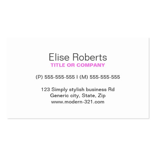 Pink modern generic simple elegant personal business card (front side)