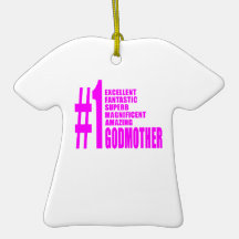Pink Modern Godmothers : Number One Godmother Christmas Ornaments