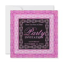 Pink Modern Lights Disco Dance Party Invitations