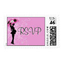 Pink Modern Mom with Umbrella postage