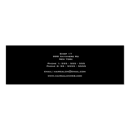 Pink Modern Stylist Salon Skinny Business Card (back side)