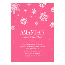Pink Modern Winter Wonderland Sweet 16 Invitations