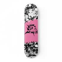 Pink Mohawk Skull Skateboard