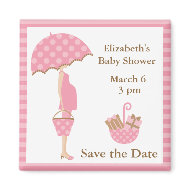 Pink Mom to be with Umbrella magnet
