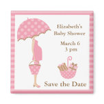 Pink Mom to be with Umbrella magnets