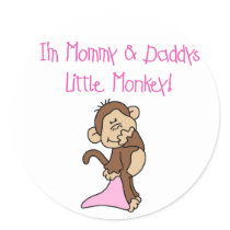 Pink Mommy and Daddy's Monkey stickers by toddlersplace Pink Mommy and Daddy's Monkey stickers
