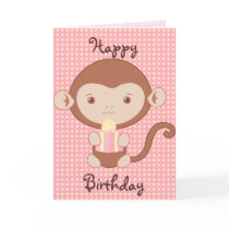 Pink Monkey Birthday cards by Customizables Pink Monkey Birthday cards