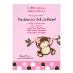 Pink Monkey Play 5x7 Birthday Invitation