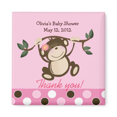 Games Play Baby Showers on Pink Monkey Play Baby Shower Favor Magnet By Allpetscherished