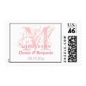 Pink monogram antique chic custom wedding postage stamp
