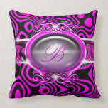 Pink Monogram B Abstract Pillow