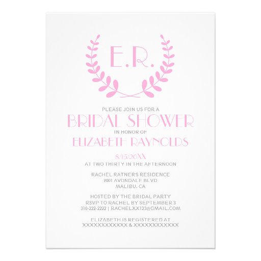 Pink Monogram Bridal Shower Invitations