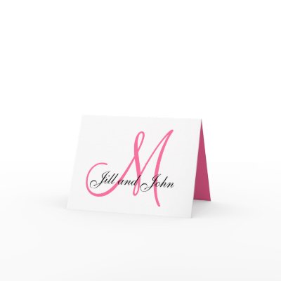Pink Monogram Bride Groom Names Wedding Card