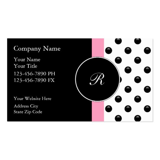 Pink Monogram Business Cards