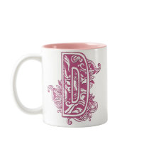 PINK MONOGRAM D mugs by dgpaulart PINK MONOGRAM D mugs