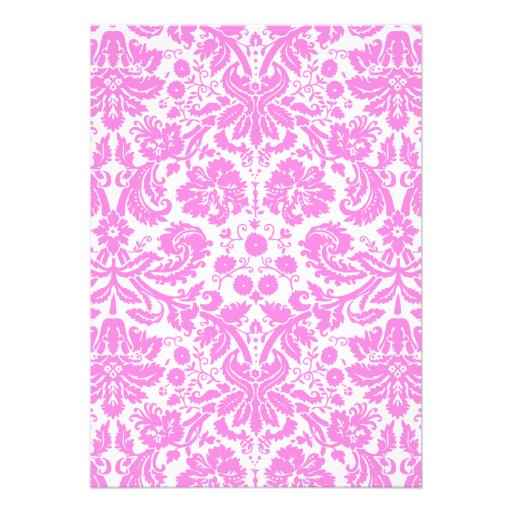 Pink Monogram Damask Bridal Shower Invitations