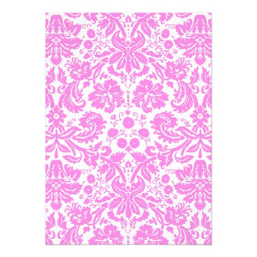 Pink Monogram Damask Wedding Invitations