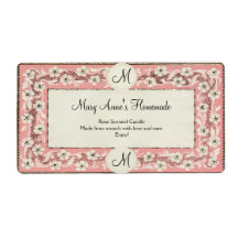 Pink Monogram Floral Custom Label