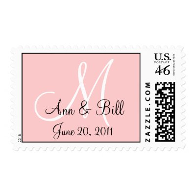 Pink Monogram M First Names and Date Stamp