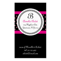 pink MONOGRAM mommy calling card Business Card