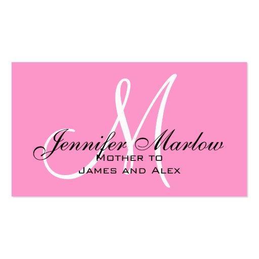 Pink Monogram Mommy Calling Card Business Card Templates (front side)