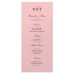 Pink Monogram Reception Menu Custom Rack Cards