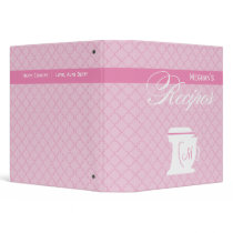 Pink Monogram Recipe Book Vinyl Binders