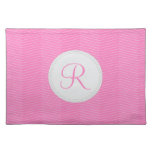 Pink Monogram Thin Chevron Pattern Place Mats