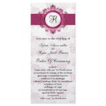 pink monogram Wedding program Rack Card Template